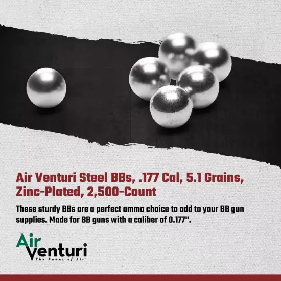 Steel BBS, 177 Cal, 5.1 Grains, Zinc-Plated, 2,500ct