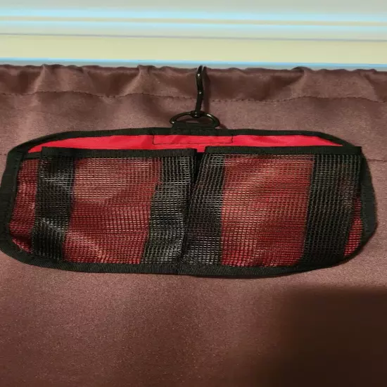 LL Bean Travel Toiletry Bag Personal Organizer Hanging Red Nylon 10"x9""