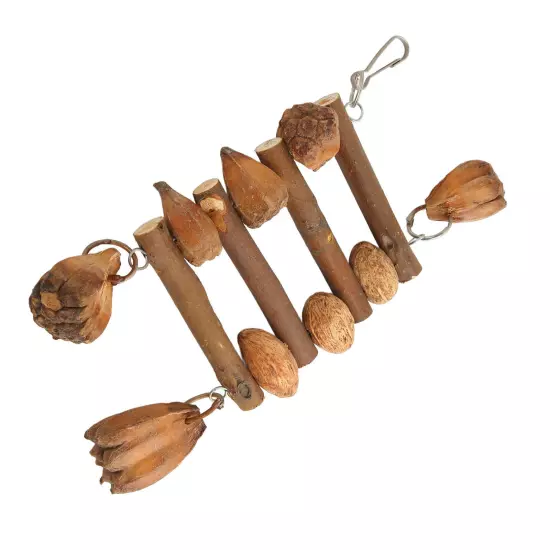 Bird Chew Toys Natural Logs Nuts Hand Crafted Parrot Cage Bite Toy for Macaw