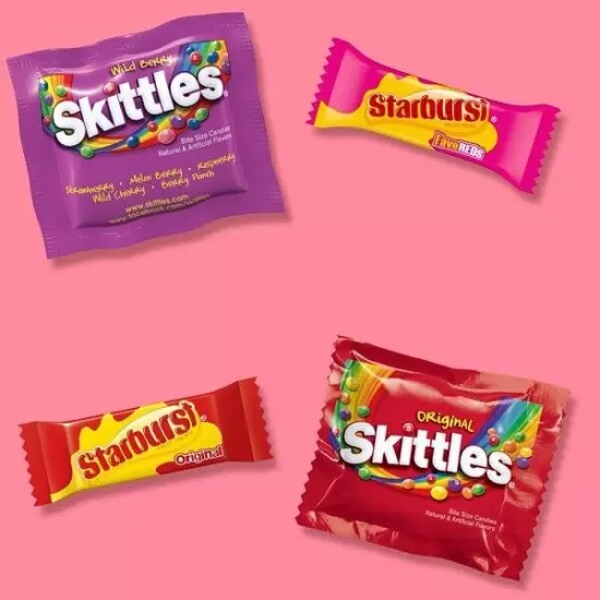 SKITTLES & STARBURST Fun Size Chewy Candy Variety Bag, Party Size, 20.13 Oz