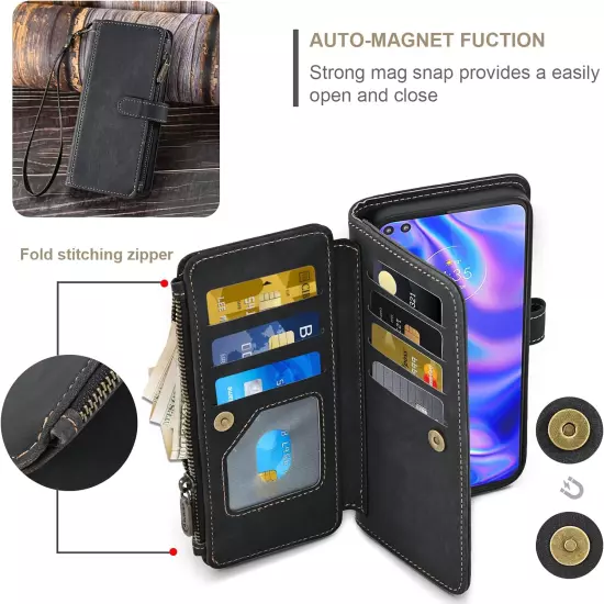 Phone Case for Moto One 5G/One5G Uw/Moto G G5 plus Wallet Cover and Tempered Gla