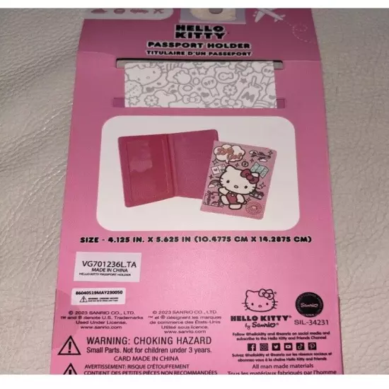 New Hello Kitty Pink Let's Go Travel Passport Holder By Sanrio