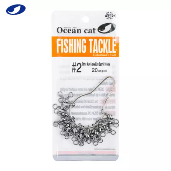 OCEAN CAT 20-100 Pcs Three Way Cross-Line Barrel Swivel 3 Way T-Turn Tackle Snap