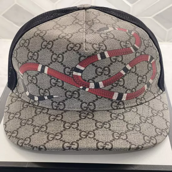 Gucci Kingsnake GG Supreme Monogram Trucker Hat