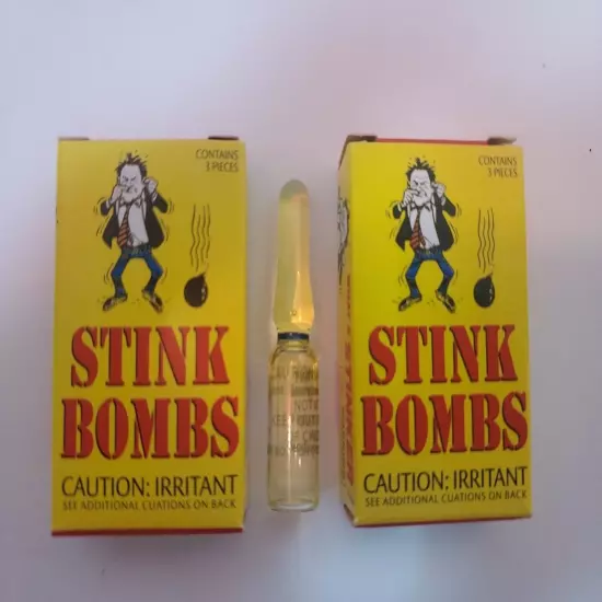 STINK BOMBS 6 GLASS VIALS STINKY SMELLY NASTY FART SMELL Novelty Gift