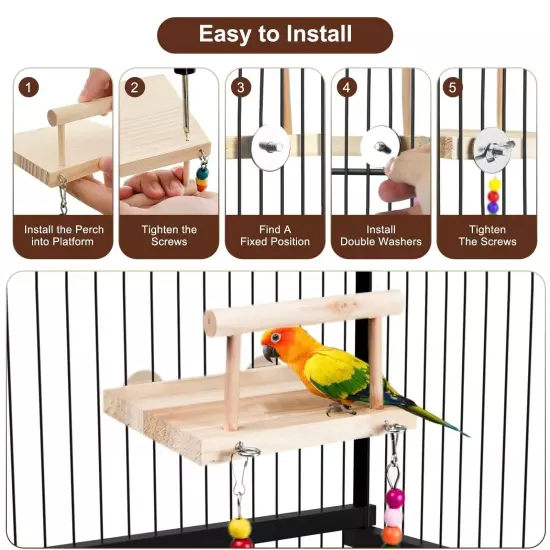 Bird Perches Parrot Wooden Platform Bird Toys Swing Hanging Perch Platform Co...