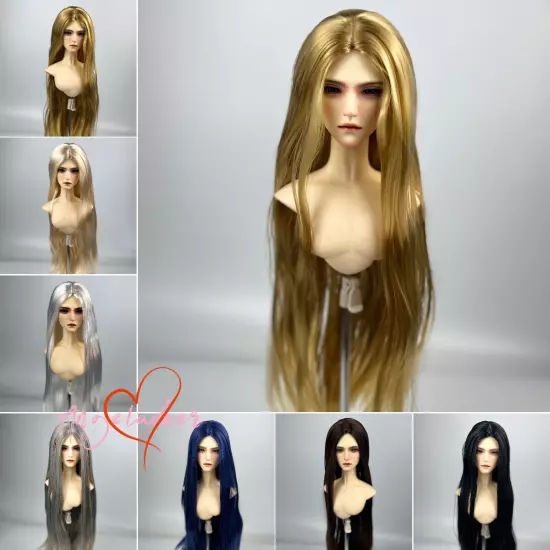 1/6 1/4 1/3 Uncle BJD Wig Long Doll Hair Soft Milk Fiber Center Parting 7 Colors