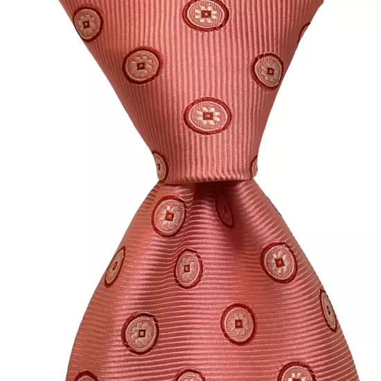 BROOKS BROTHERS Stain Resistant Silk Necktie Designer Geometric Pink/Ivory GUC