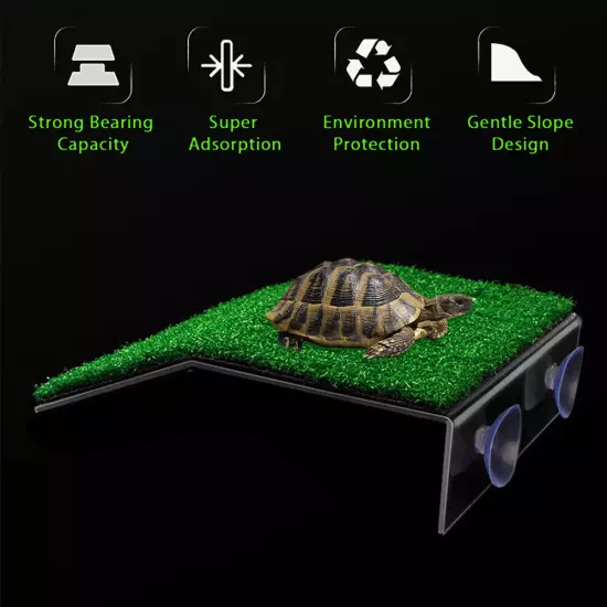 Tortoise Turtle Platform Basking Terrace Climbing Ladder Simulated Lawn PP beflz