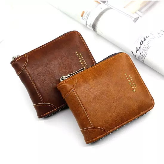 New Men's Wallet Fashion Large Capacity Vintage Men's Zip Money Clip^