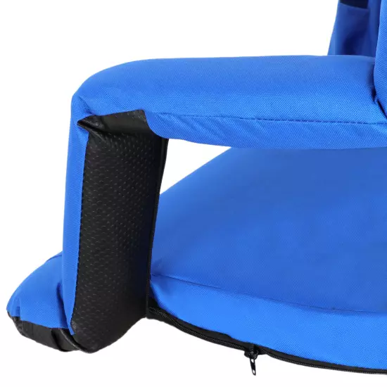 2PCS Blue Stadium Seat Chair Reclining 5 Assorted Positions Bleacher Waterproof