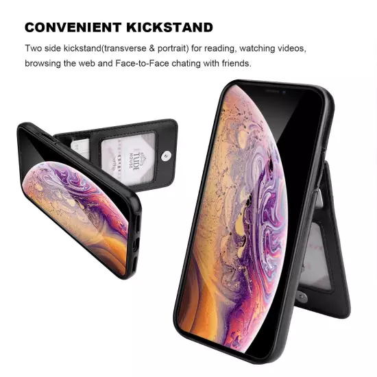 iPhone Xs Max Case Wallet with Credit Card Holder, Premium Leather Magnetic C...