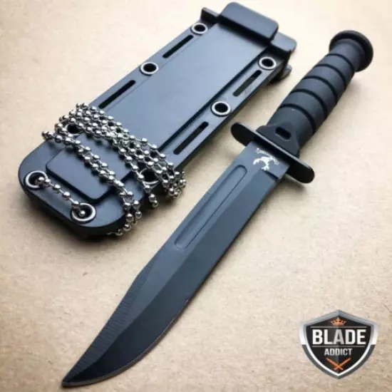 2 PC 6" BLACK Kabai Tactical Combat Fixed Blade Neck Knife w/ Sheath Hunting NEW