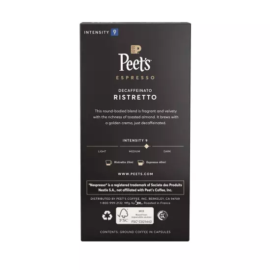 Espresso Capsules Decaffeinato Ristretto Intensity 9, Single Cup Coffee Pods,...