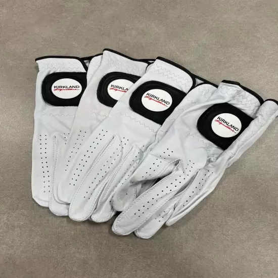 Kirkland Signature Leather Golf Glove 4pk- left hand gloves med-large Read Descr