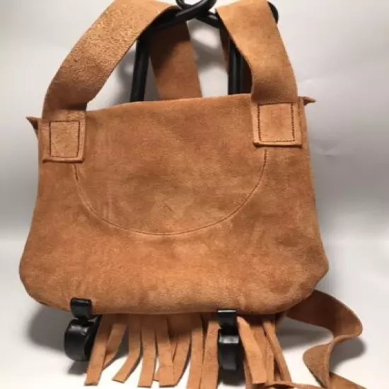 Muzzleloading black powder Fringed engraved Bag Handcrafted Brown Suede Leather