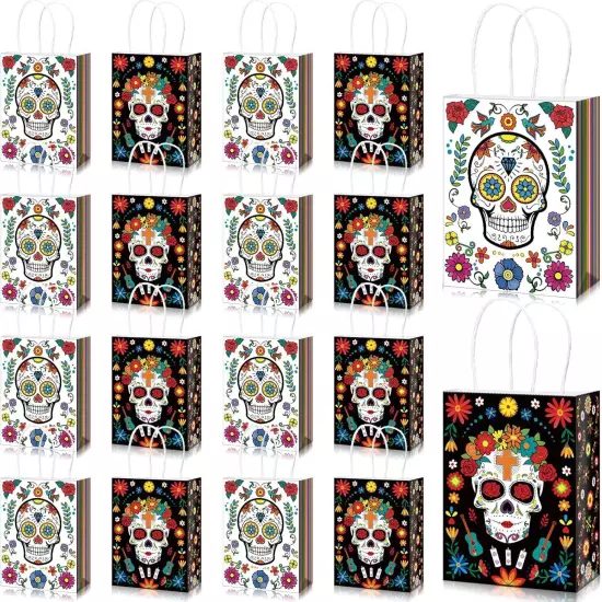 16 Packs Day of The Dead Gift Bags with Handles Dia De 1 Count (Pack 1) 