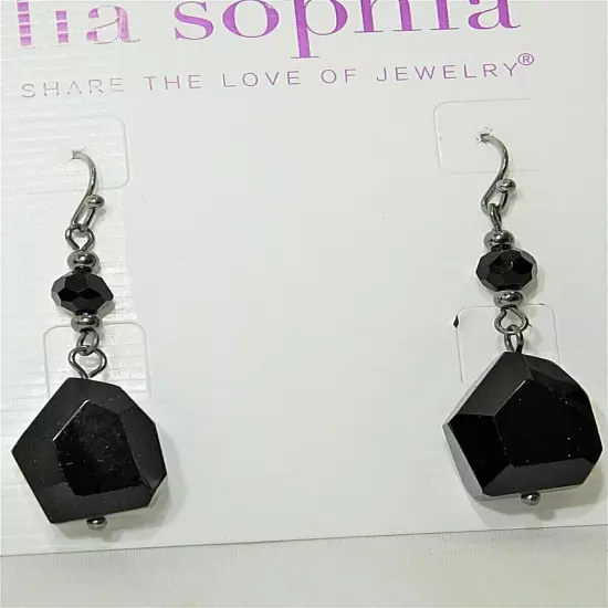 Gorgeous Lia Sophia "SWANK" Dangle Earrings, Glass Beads, NWT 