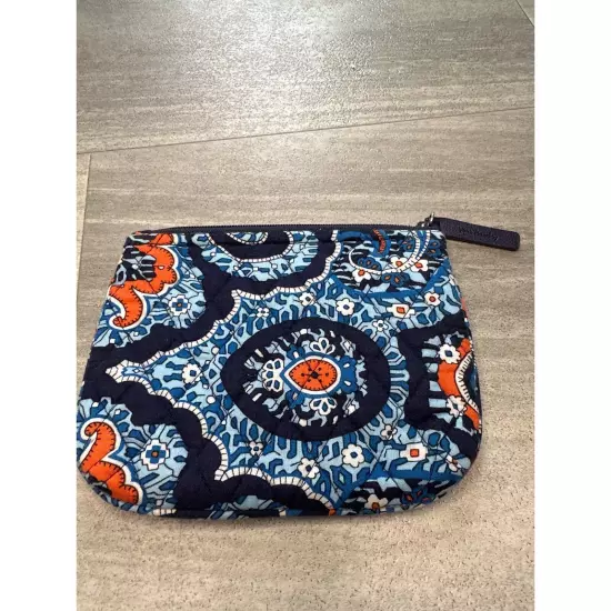 Vera Bradley Blue and Orange Paisley Small Zipper Pouch Retired