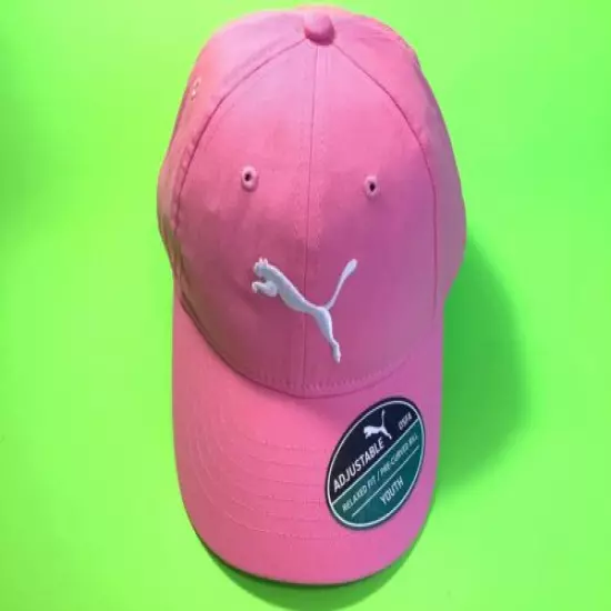 New PUMA Youth Adjustable Snapback Hat OSFA One Size Pink w/White 100% Cotton