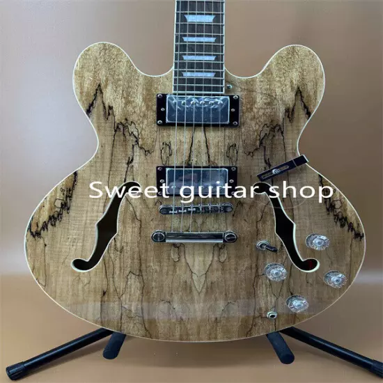 New ES335 Semi Hollow Natural Electric Guitart 2H Pickups Fixed Bridge Fast Ship