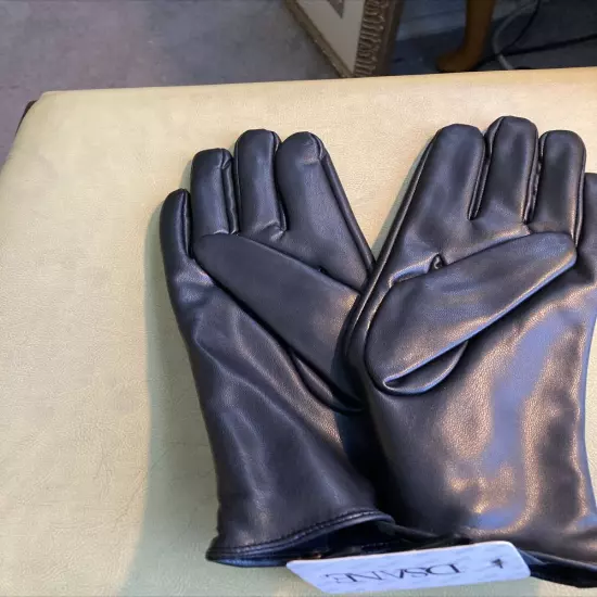 Dsane Women's Size L Black Faux Leather Touchscreen Winter Driving Gloves NWT