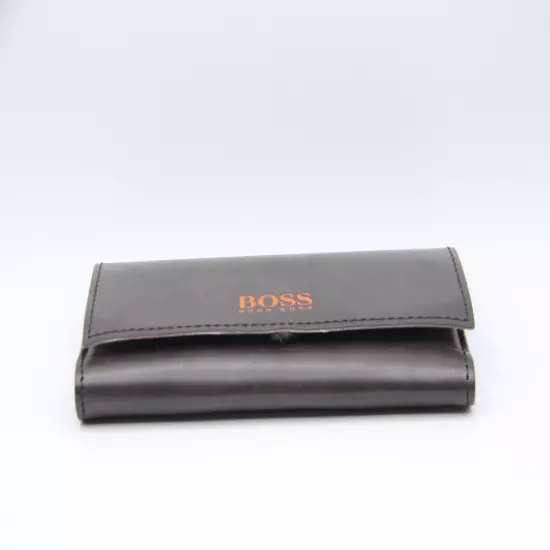 NEW OPTICAL HUGO BOSS BLACK LEATHER FLAP FLOP SUNGLASSES EYEGLASSES CASE