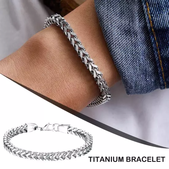 Mens Silver Steel Bracelet Heavy Wristband Bangle Chains Jewelry D0Z1 G3A1 ~