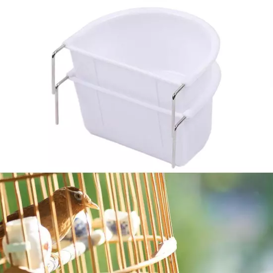 Bird Cage Plastic D Cups Feeder With Hooks Finch Birdseed Cup C7X2 W1B7 I3G1