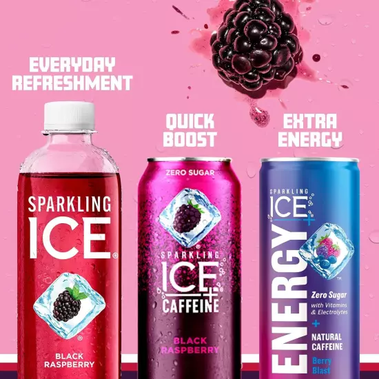 , Black Raspberry Sparkling Water, Zero Sugar Flavored Water, with Vitamins and 