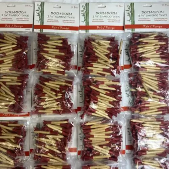 20 Hurricane Golf 2 3/4" Natural Bamboo/Red Golf Tees 50 Packs 1000 Total