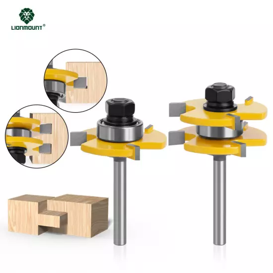 1/4" 6mm Shank Joint Router Bits Set Tongue & Groove Tenon Milling Cutter 1/4