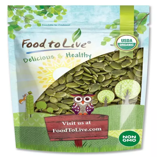 Organic Raw Pepitas (Pumpkin Seeds) — Non-GMO, Kosher, Vegan — by Food to Live