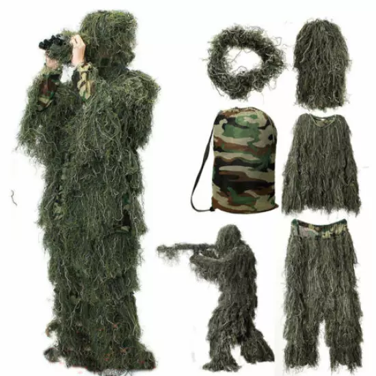 Woodland Desert for Jungle Hunting Tactical Camouflage Sniper Ghillie Suit Set