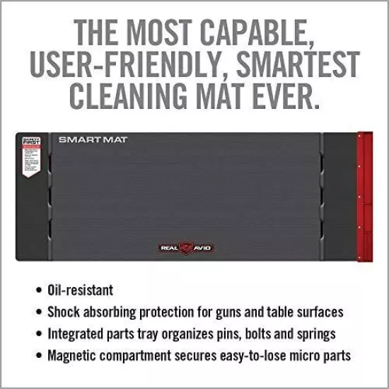 Large Roll-Up Universal Smart Mat - 43x16” Long Gun Cleaning Mat, Red Parts Tray