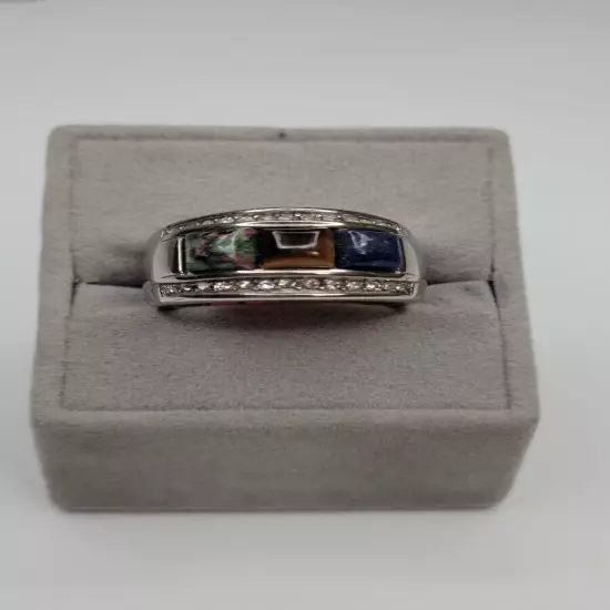 Men's Stainless Steel Size 9 Multi-Gem Ring :) :) So Cool!