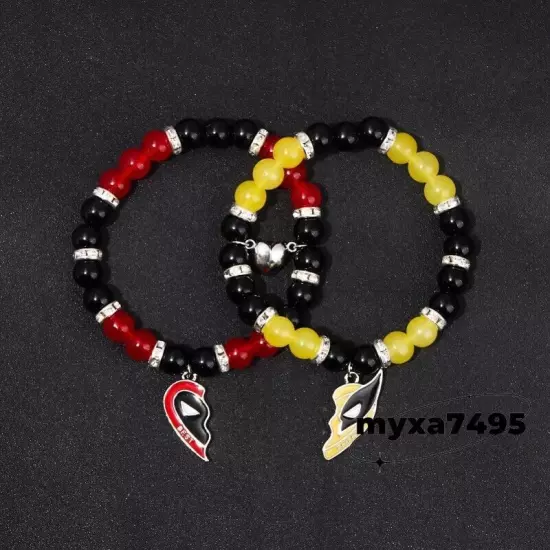 Cosplay Bracelet Deadpool 3 & Wolverine Beaded Heart Pendant Hand Chain Jewelry