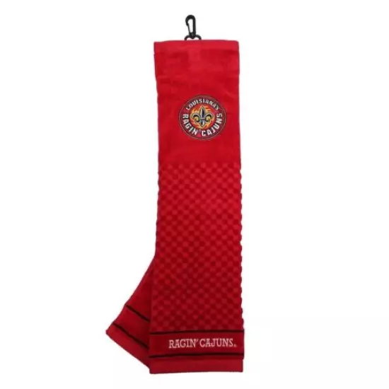 NCAA Embroidered Tri-fold Golf Towel - Louisiana Lafayette Ragin Cajuns