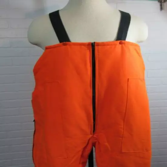 VINTAGE FLEETWOOD LINED ORANGE HUNTER BIBS XL HUNTING SPORTSWEAR 