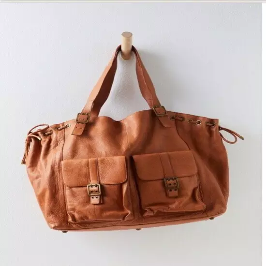 NWT FREE PEOPLE ROUND THE BLOCK LEATHER TOTE BAG, $228