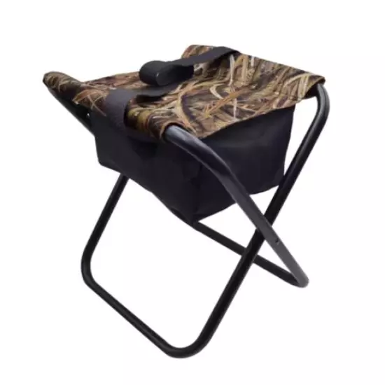 Portable Folding Hunting Stool Under Seat Storage and Carry Strap Camo Stand 