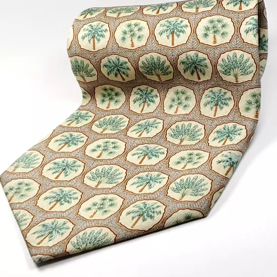 TOMMY BAHAMA Handmade 100% Silk Tie Men's Green Blue Beige Palm Tree Necktie NEW