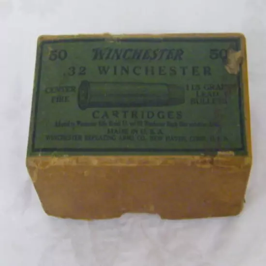 Vintage Winchester .32 Center Fire 115 Grain Lead Bullets Cartridges Box