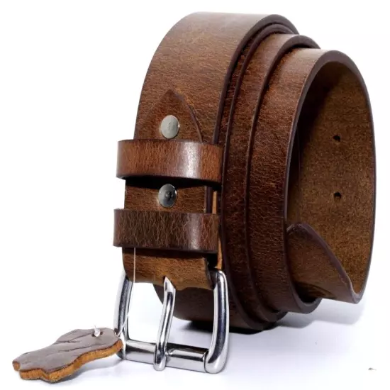 Men's Genuine Buffalo FULL GRAIN Leather Belt, 1 1/2" width, Handmade, By Amish