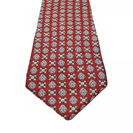 Vintage Valentino Cravatte 100% Silk Handmade Geometric Tie 80's Made In Italy 