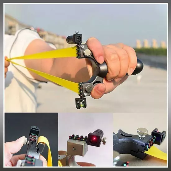 Hunting Professional Catapult Laser Slingshot With Rubber Aim Point Target HOT