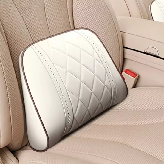 Car Leather Headrest Rest Pillow Back Cushion Neck Waist Supports Lumbar Pillows