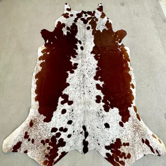 Large Cowhide Rugs Brown Real Hair on Cow Hide Animal Skin Area Rugs 6 x 6 ft