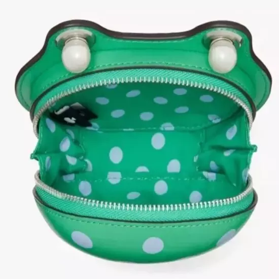 Kate Spade Lily Sonnet Polka Dot 3D Crossbody Bag Mini Purse Green FROG NWT