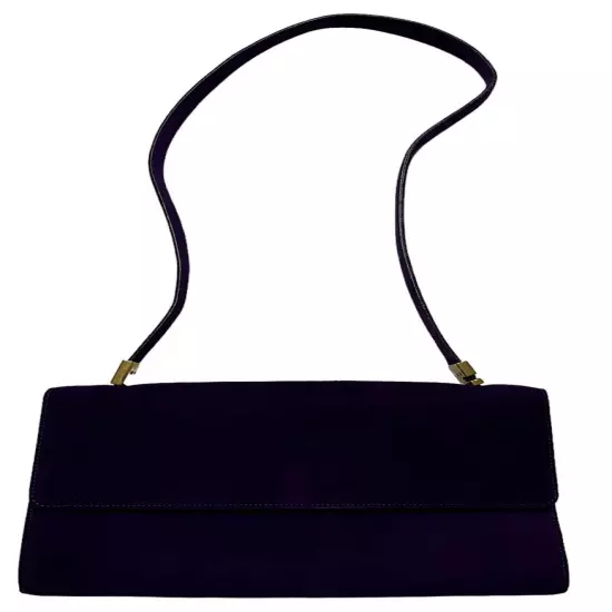 St. John Italy Purple Suede Shoulder Bag Evening Bag Vintage Gold Accents New